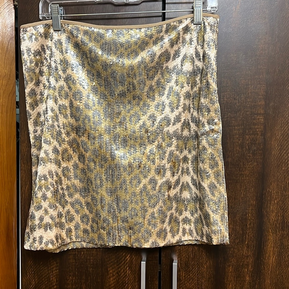 Andrea Behar Boston Proper Animal Print Sequin Skirt